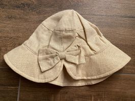Sonnenhut aus Leinen? beige mit Schleife