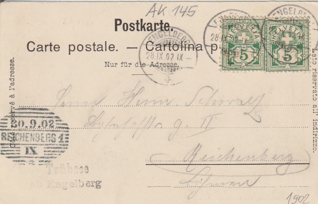 Cartoline postali: AB 145 Titlisgipfel,,1902 – Usato da Freienbach venduto da Bhaltis 1