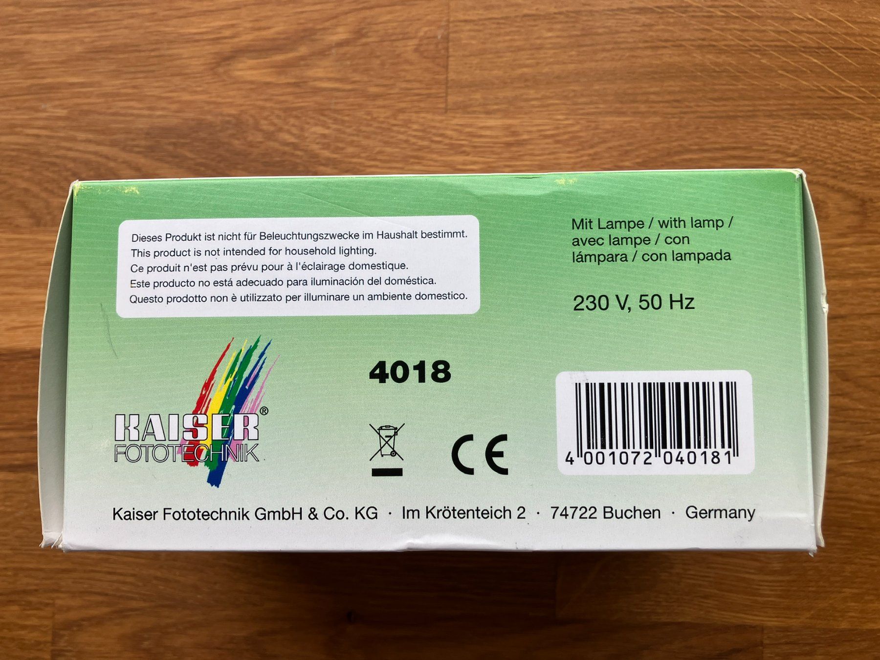 Kaiser Laboratorio & Camera oscura: Kaiser Dunkelkammerleuchte / Lampe de labo Kaiser – Nuovo e nell'imballaggio originale da Luzern venduto da Ssmith 1