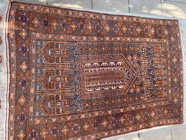 Teppich Ethnisch Braun/Blau Handgeknüpft 78 x 120