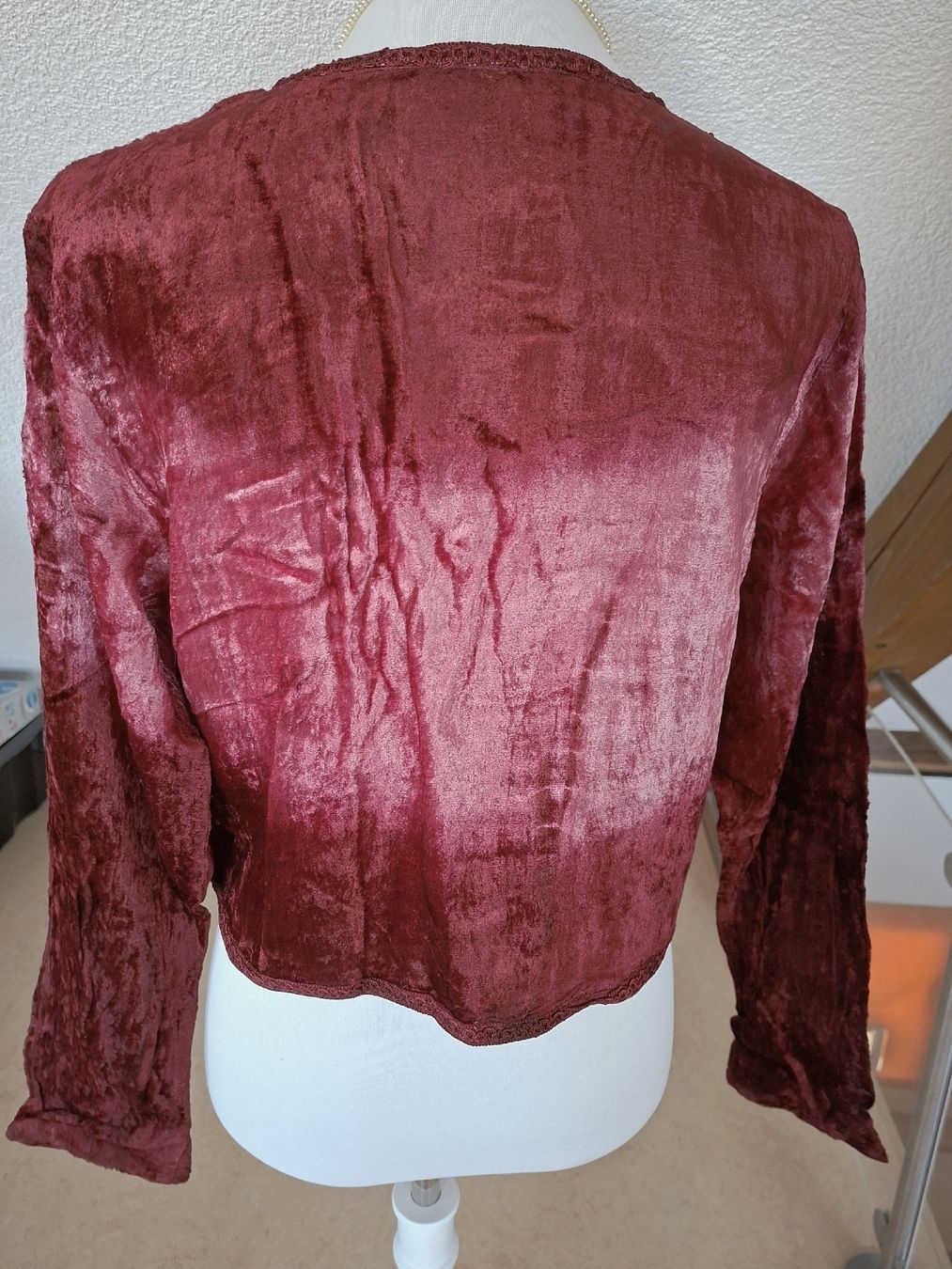 Boom Baba Camicette: Boom Baba Samt Bluse Viscose bestickt, rot-rosa ca. S, M – Nuovo (secondo la descrizione) da Klingnau venduto da vollmond36 2