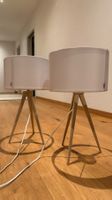 2 Tischlampen Eichenholz / Weiss