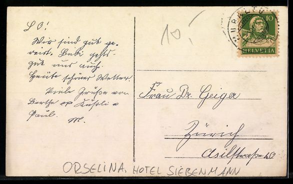 Cartes postales: AK Orselina, Hotel Siebenmann – D'occasion à Berlin par bartko-reher 1