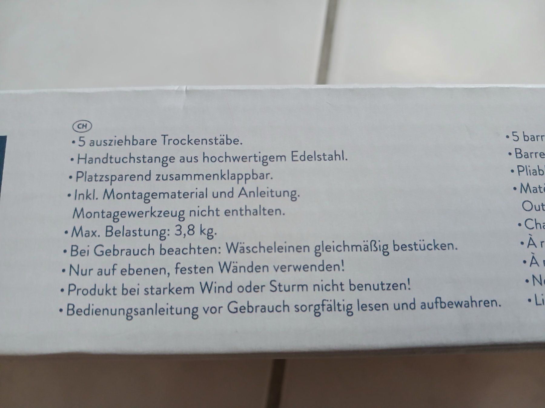 Stenditoi: Wandtrockner Wäsche – Nuovo e nell'imballaggio originale da Arlesheim venduto da rut_fb7k 6