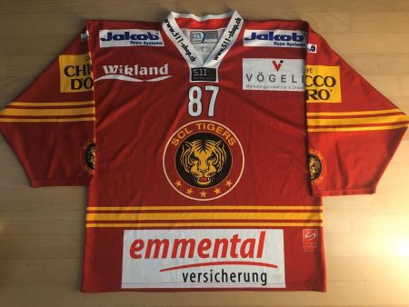 ORIGINAL SC LANGNAU # 87 REXHA TRIKOT SCL TIGERS SIGNIERT XL