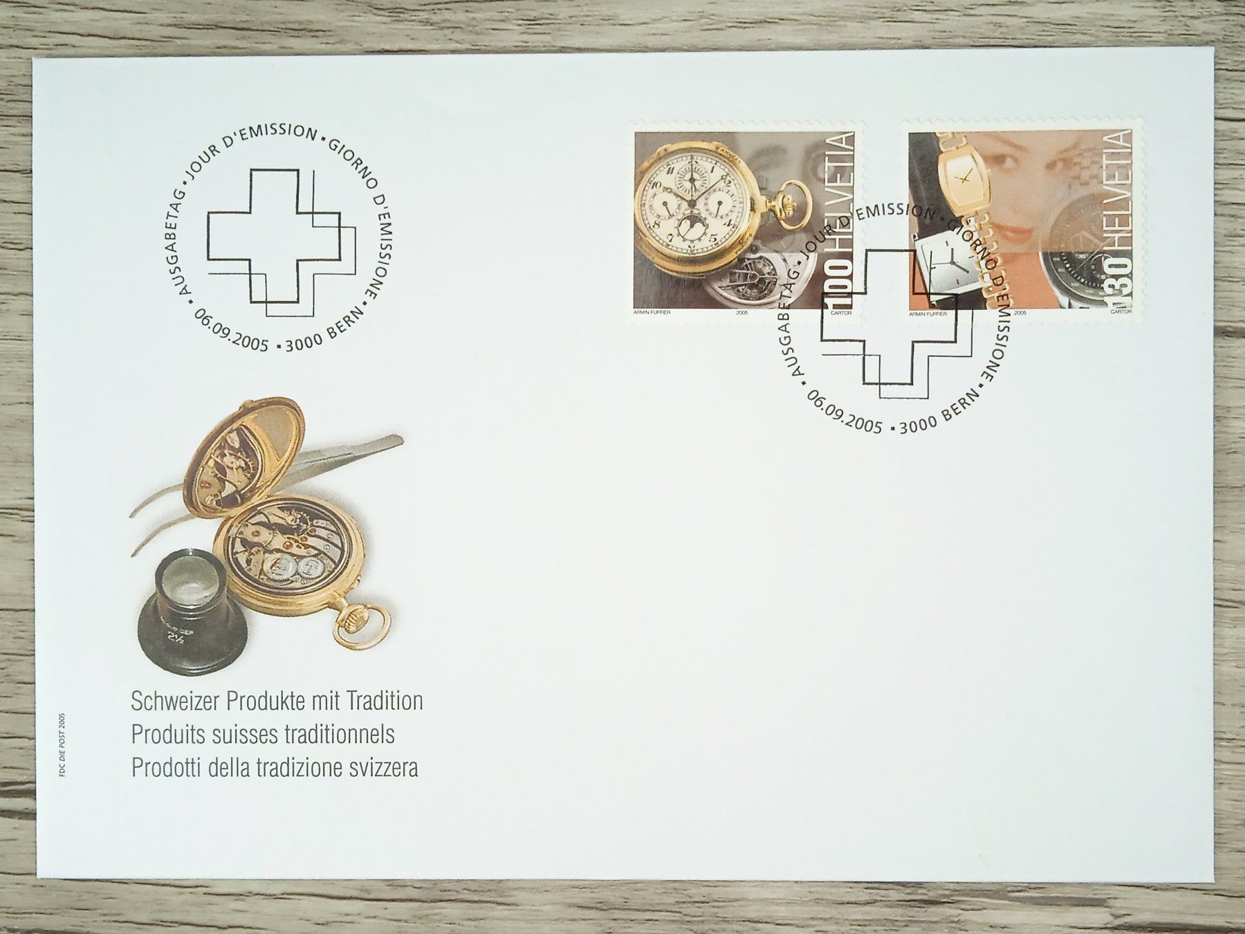 Tutti i francobolli: TR15 Enveloppe + Timbre Suisse 2005 – Usato da Cousset venduto da Patrick_Collections