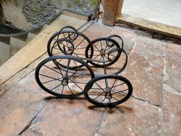 Old Doll Carriage Wheels Metal Antique Decorative Object