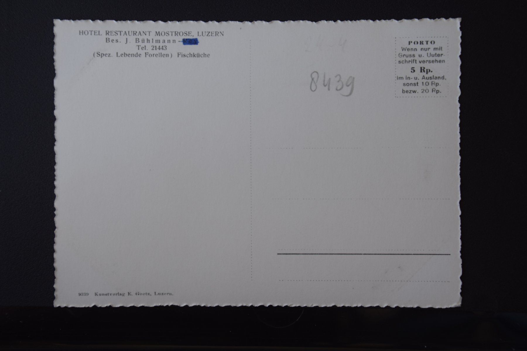 Cartoline postali: AK Luzern, Restaurant Mostrose – Usato da Luzern venduto da CH2018 1