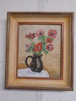 GEMÄLDE AUF LEINWAND BLUMEN 22X28 MIT HOLZRAHMEN SIGNIERT