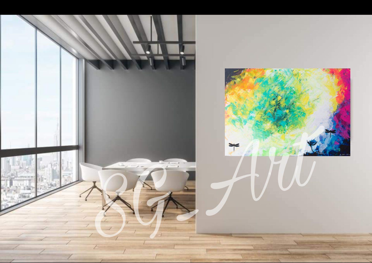 Gemälde: Acrylbild abstrakt bunt Libelle Tier Unikat – Neu und originalverpackt aus Rheinau von Sussel 1