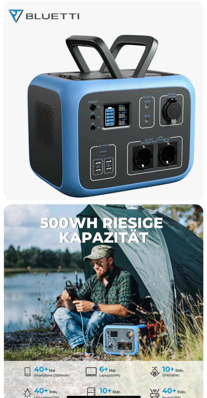Akkus: +BLUETTI AC50S Tragbare Powerstation BLUE – Neu und originalverpackt aus Amriswil von JaJa-Express
