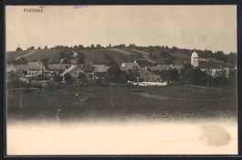 AK Pleigne, Teilansicht mit Kirche, 1917
