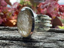 Statement Silber Ring 925 - Rutilquarz - Grösse 56