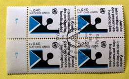 4 er Block Nations Unies gestempelt  ﻿Siehe Original Fotos ﻿