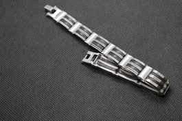 Elegantes Herren Armband Edelstahl Schwarz Silber neu