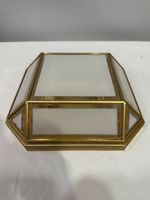 Vintage Deckenlampe, Glas und Messing, vergoldet, Italien