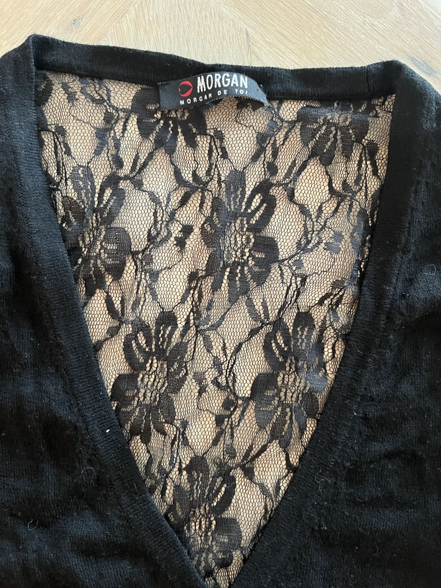 Morgan Maglioni & Felpe: Morgan de Toi Strickjacke, Schwarz, Spitze✨ – Usato da Pfäffikon SZ venduto da humming-bird 1