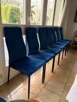 7 Esszimmerstühle blau Samt gebraucht 7er Set