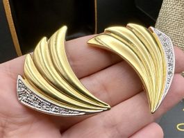 Vintage Clip Ohrringe, mit Strass, 80er Jahre, elegant