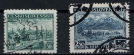 2 timbres Tchécoslovaquie obl. des années 1930