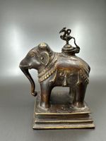 Indischer Elefant, Öl Lampe, Bronze, mit wunderbarer Patina