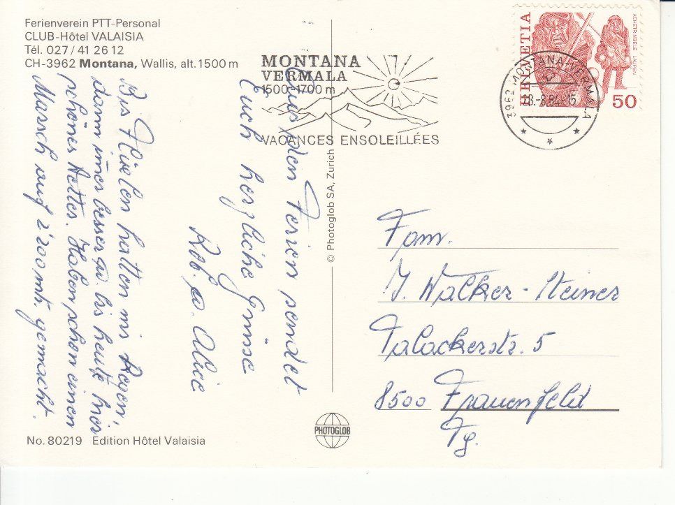 Cartoline postali: Montana 1984 – Usato da Bürglen TG venduto da StampGraf 1