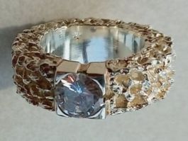 Dureco Fingerring, Silber 925  mit Zirkonia Stein. Grösse 58