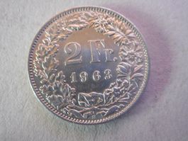 2 Fr. 1963 silber  unz/stgl