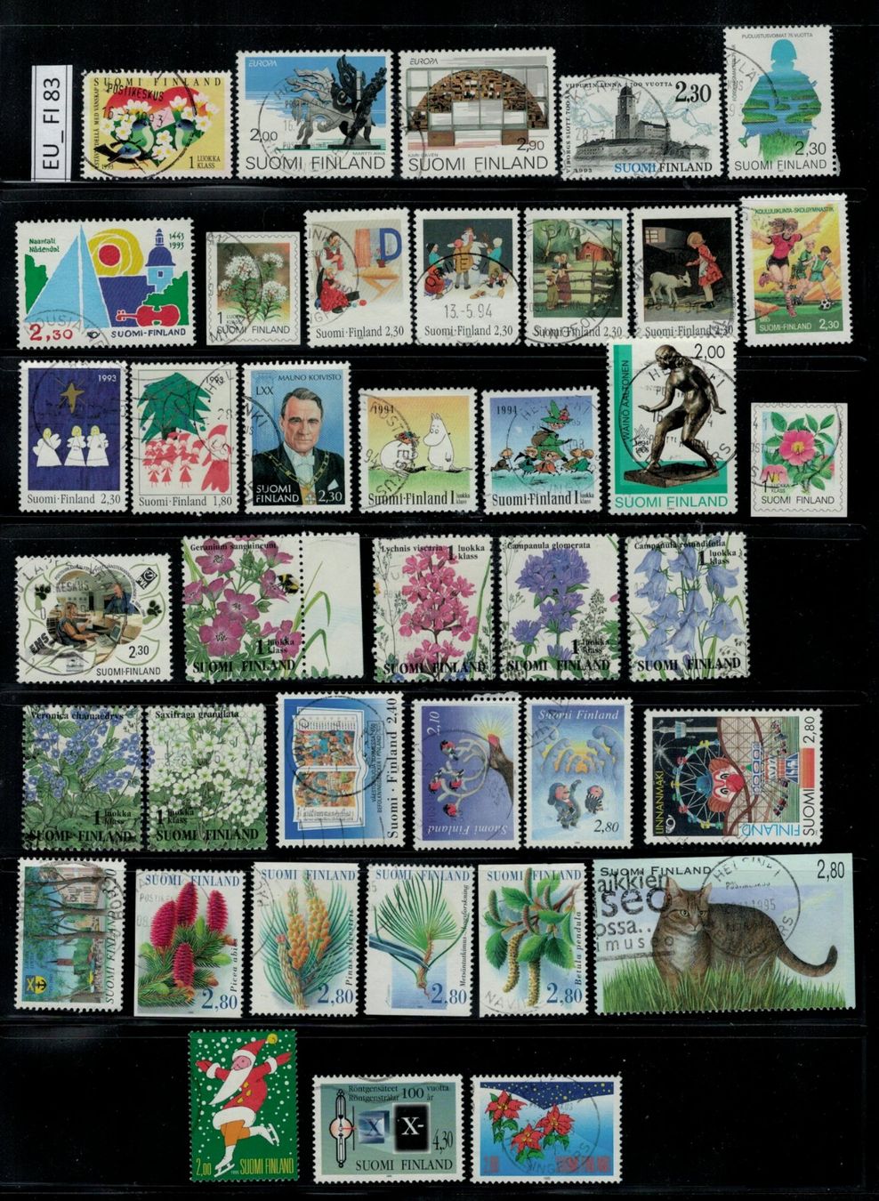 Tutti i francobolli: Finnland 1993/95 gestempelt, EU_FI83 – Usato da Erlenbach ZH venduto da panstamps