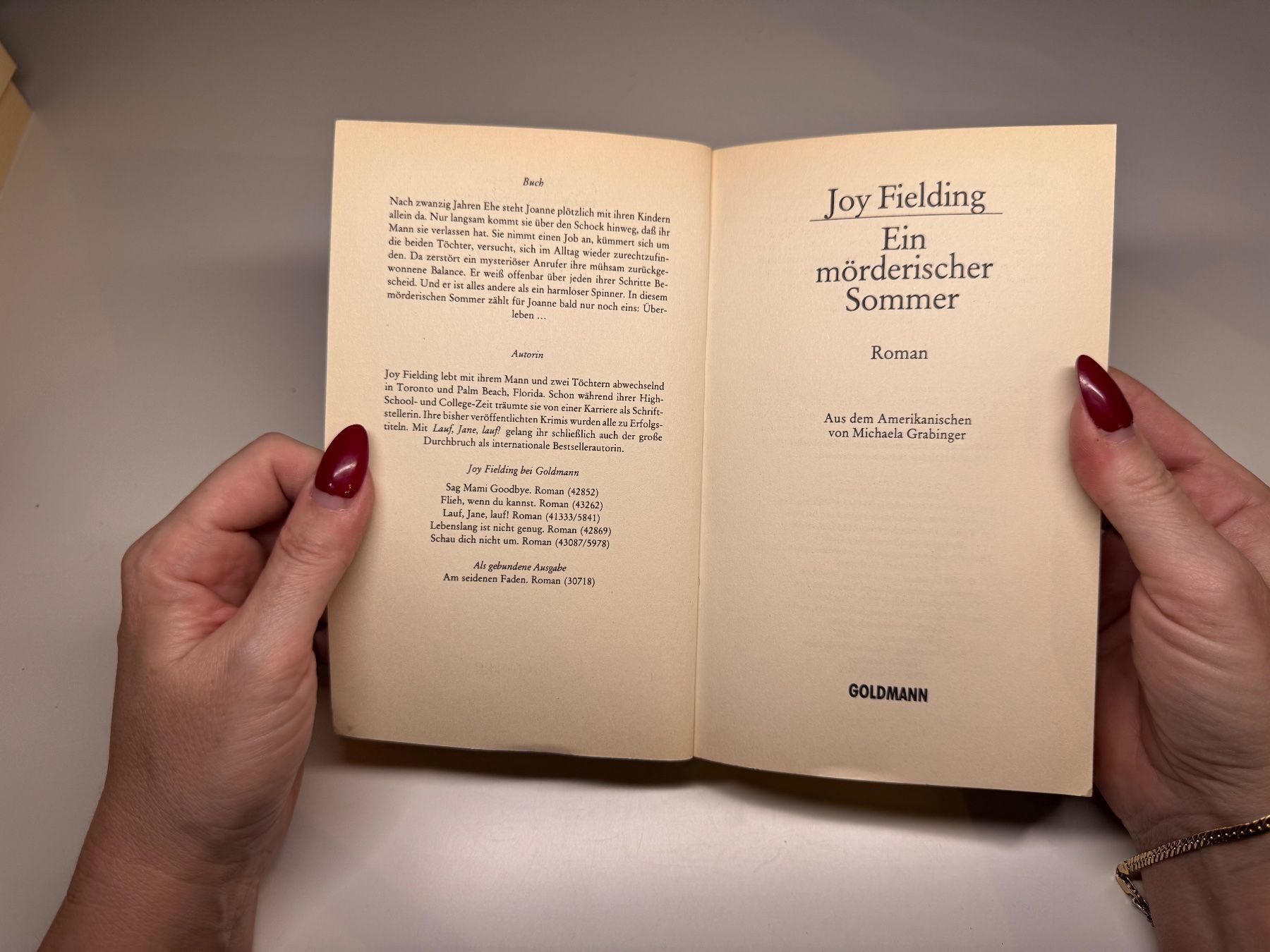 Libri: ROMAN: Joy Fielding, Ein mörderischer Sommer – Usato da Grosswangen venduto da Deutsche_Romane 3