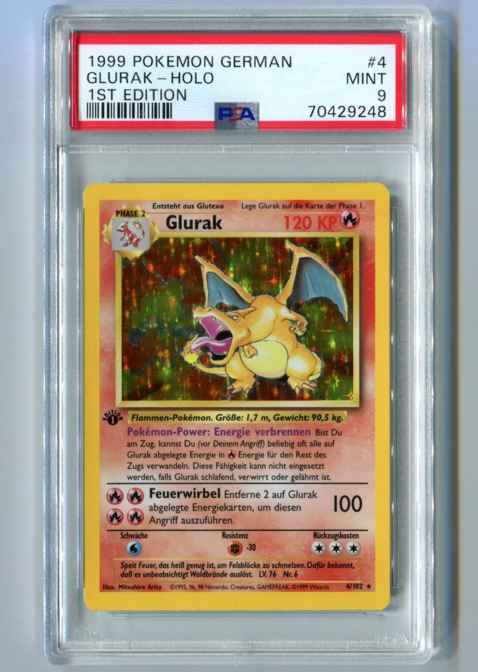 Pokémon Carte collezionabili: PSA Mint 9 Glurak Holo 1.Edition 4/102 Basis Set Deutsch – Nuovo (secondo la descrizione) da Dornach venduto da Deco89