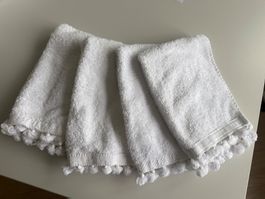 4 Handtücher weiss mit Bommeln 28x46 cm 4 Stück