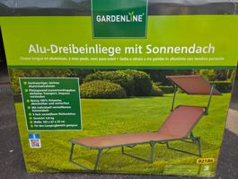 GARDENLINE Alu-Dreibeinliege mit Sonnendach (NEU/OVP)