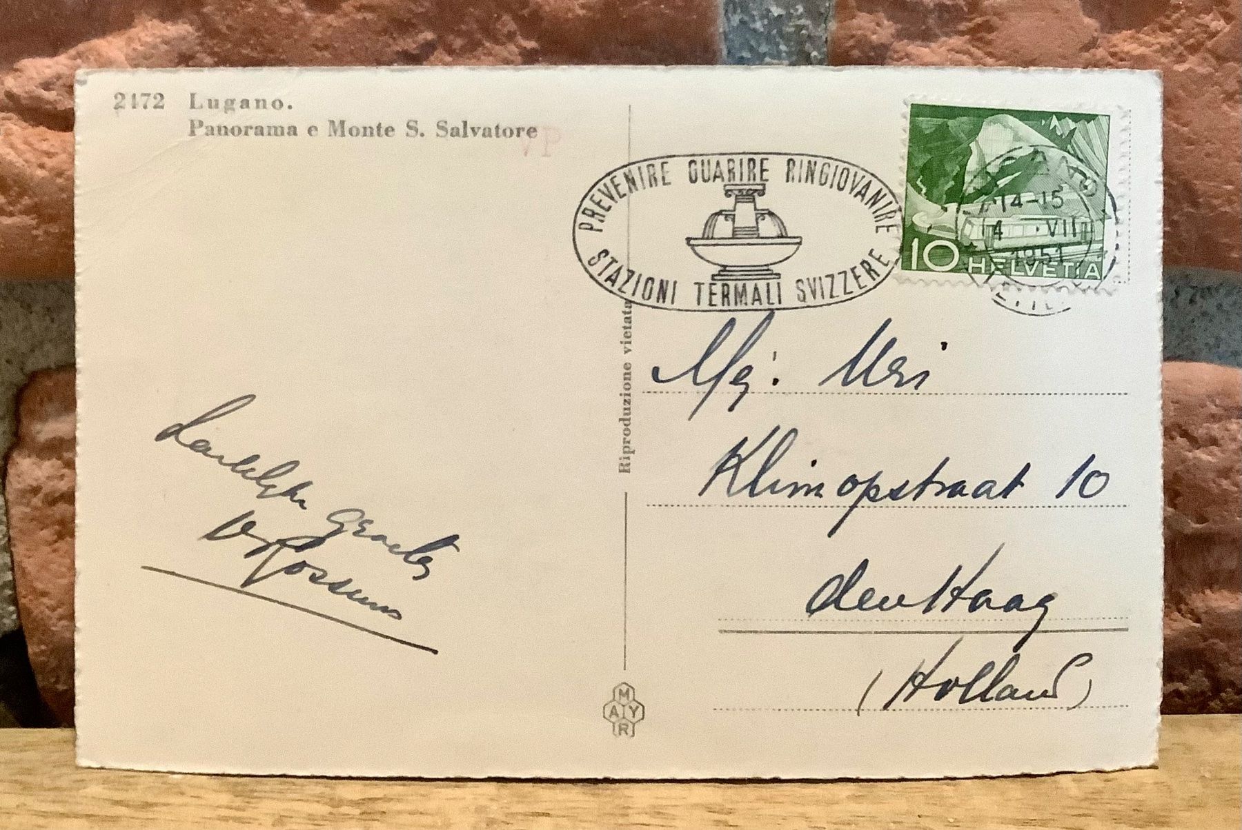 Cartoline postali: 1951 - LUGANO Panorama e Monte S. Salvatore – Usato da Root venduto da ENGLAND-TREASURES 2