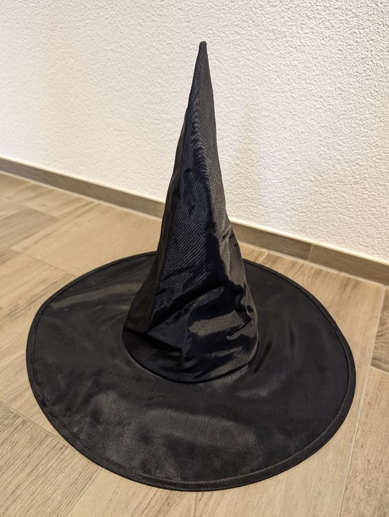 Halloween Hexenhut Aus Kunstleder – Schwarz, 33 Cm Hoch, Breite Krempe, Für Kostüme & Cosplay