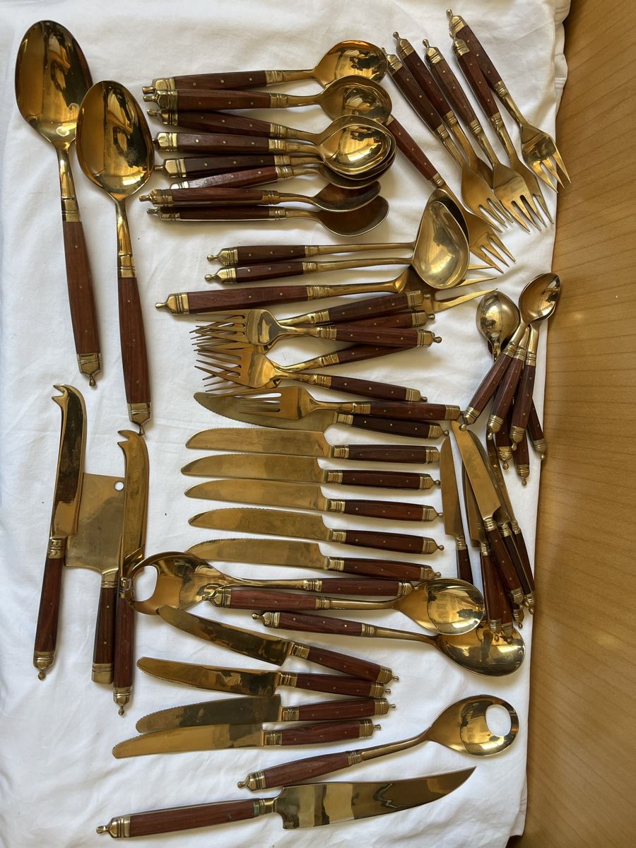 Bestecksets: GALLO Leonardo Besteck Bronze Rosenholz – Gebraucht aus Münchenstein von Sozial_Labor_Brocki