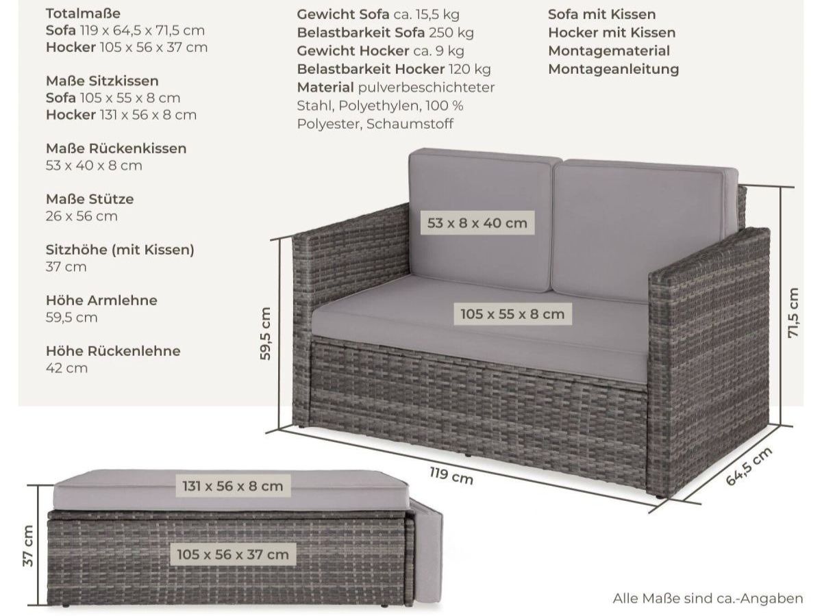 Sofas: Rattan Lounge Sofa 2-Sitzer mit Hocker BELTORA – Neuf avec emballage d'origine à Lachen SZ par sw3zzy 4
