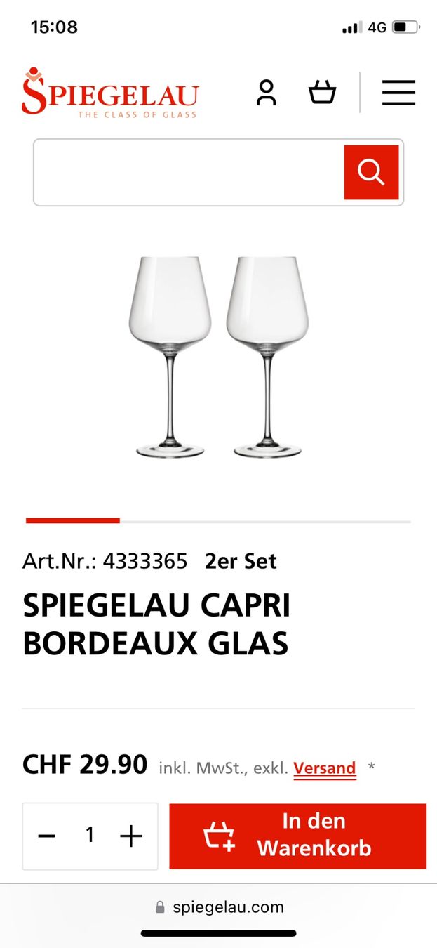 Gläser: NEU 8x Spiegelau Capri Rotweingläser – Neu und originalverpackt aus Kilchberg ZH von LittleMissSunshine 1