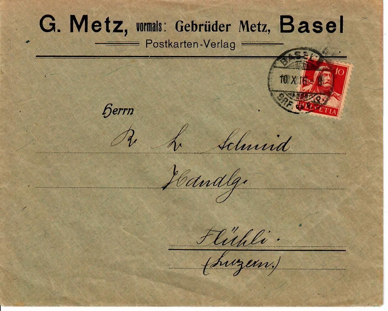 Tutti i francobolli: Brief, G.Metz Basel 1916 – Usato da Hochdorf venduto da Ziegel-16