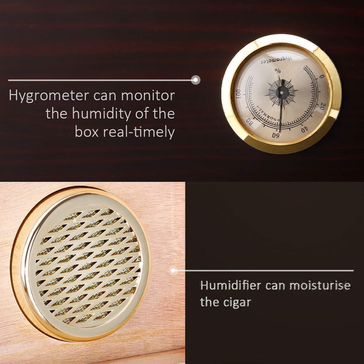 Humidor per sigari: Zigarren Humidor Box Holz mit Hygrometer – Nuovo (secondo la descrizione) da Thun venduto da Top32 8