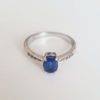Silber 925  Damenring mit blauem Stein, Grösse 17.6 mm!
