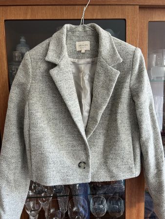 Veste courte Sézane laine grise chevron taille 38