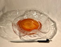 Coupelle en verre soufflé, vintage, signée G, Castellino
