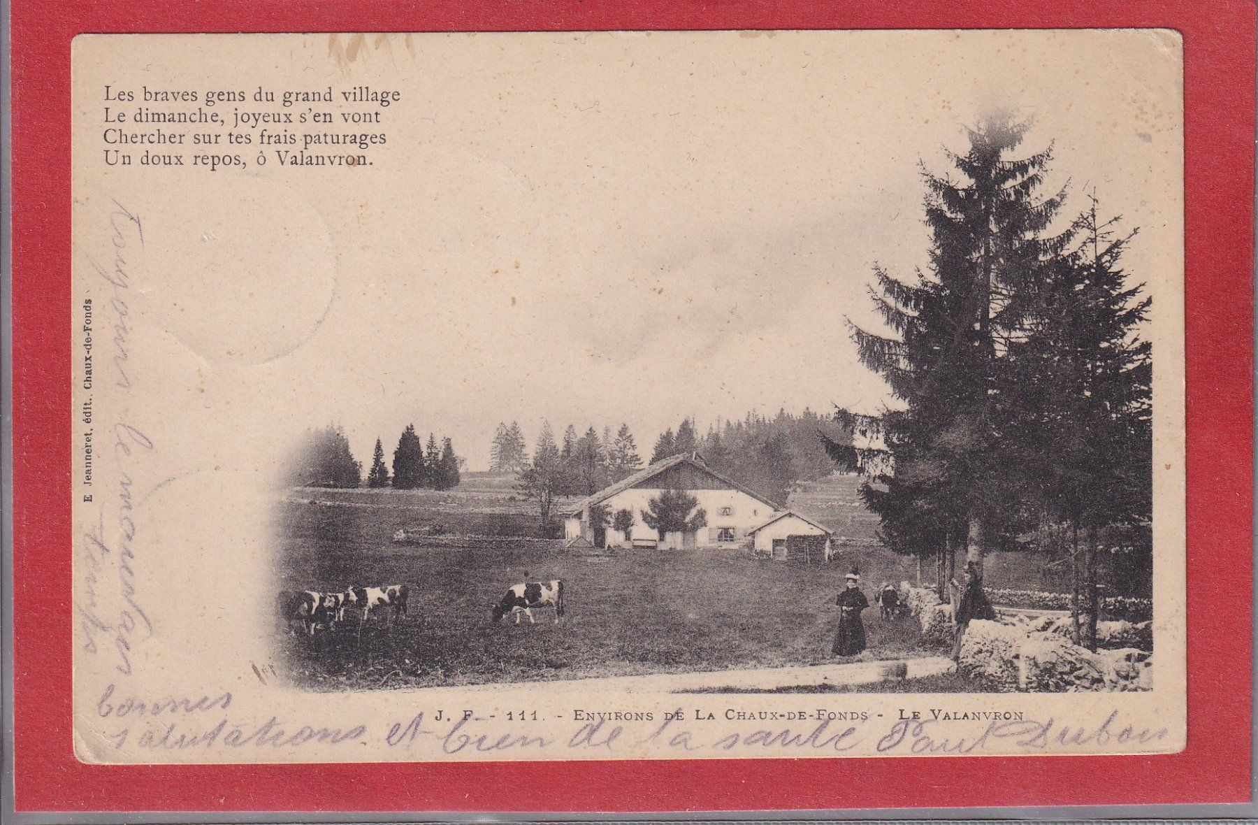 Cartoline postali: Le Valanvron - Chaux de Fonds - 1901 – Usato da Orvin venduto da Pyaeschli