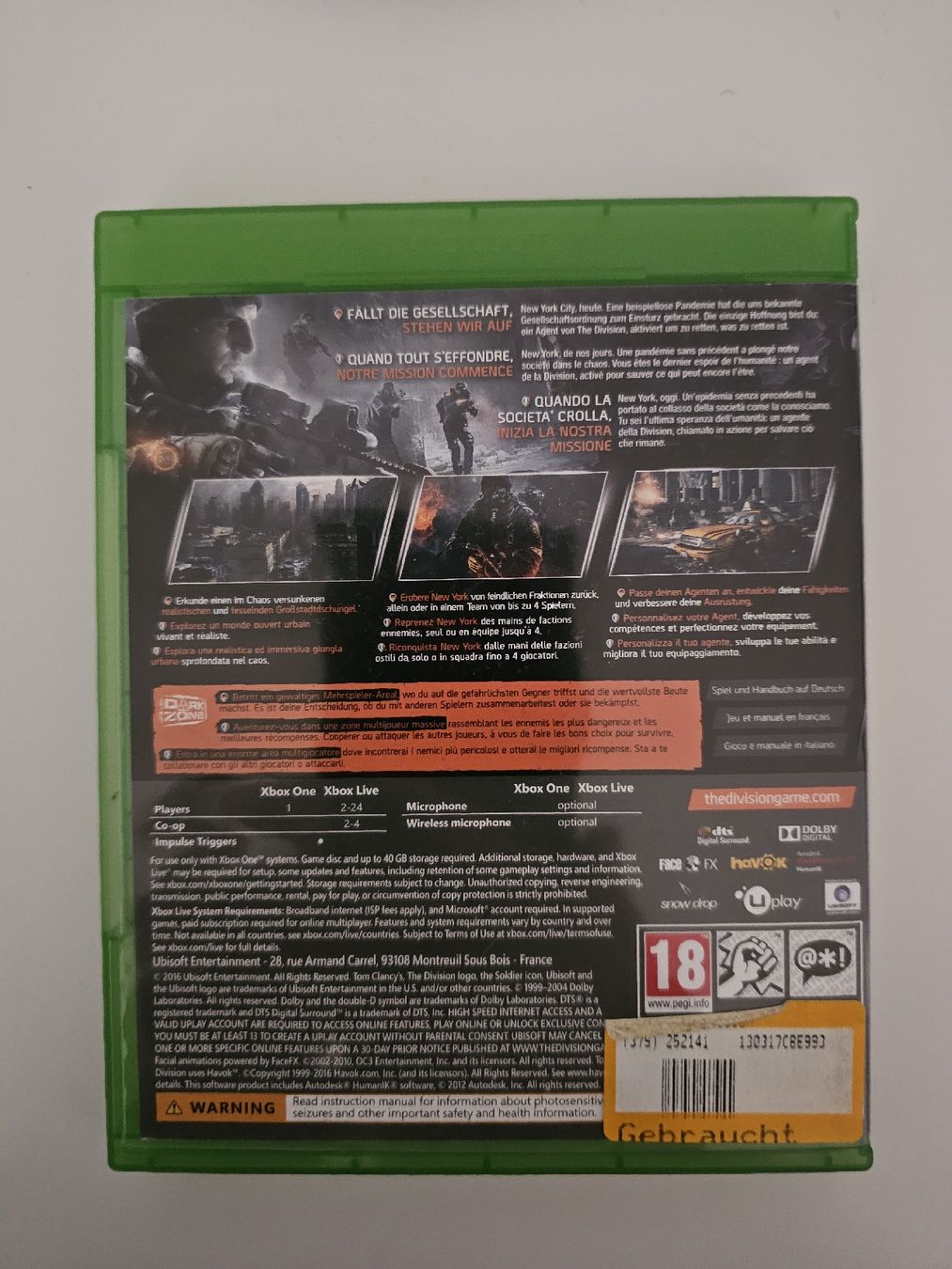 Microsoft Spiele: Tom Clancy's The Division für Xbox One – Gebraucht aus Emmenbrücke von prisan_LU 2
