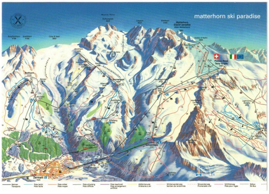 Cartes postales: Zermatt - Pistenplan – D'occasion à Binningen par Mountainrider