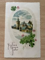 Alte Winter-Postkarte "Frohes Neues Jahr" mit Schlossmotiv
