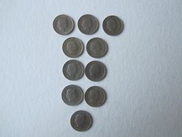 20 Rappen Schweiz, 1950 - 1954, Lot 10 Stk.