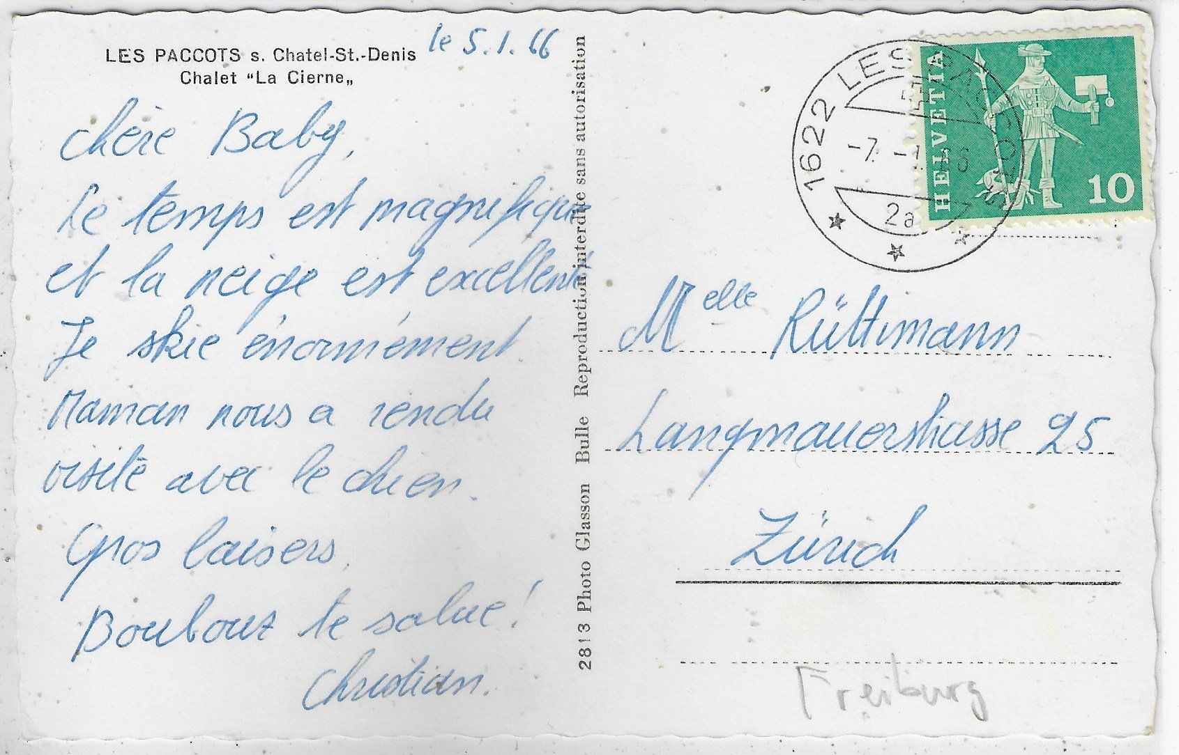 Ansichtskarten: Les Paccots s. Chatel-St.-Denis en hiver – Gebraucht aus Ettingen von Kartenplanet 1