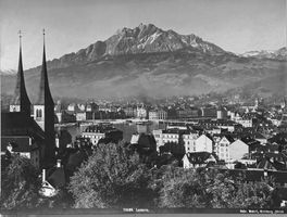 Vintage Wehrli um 1900, Luzern mit Pilatus, 16x22 cm